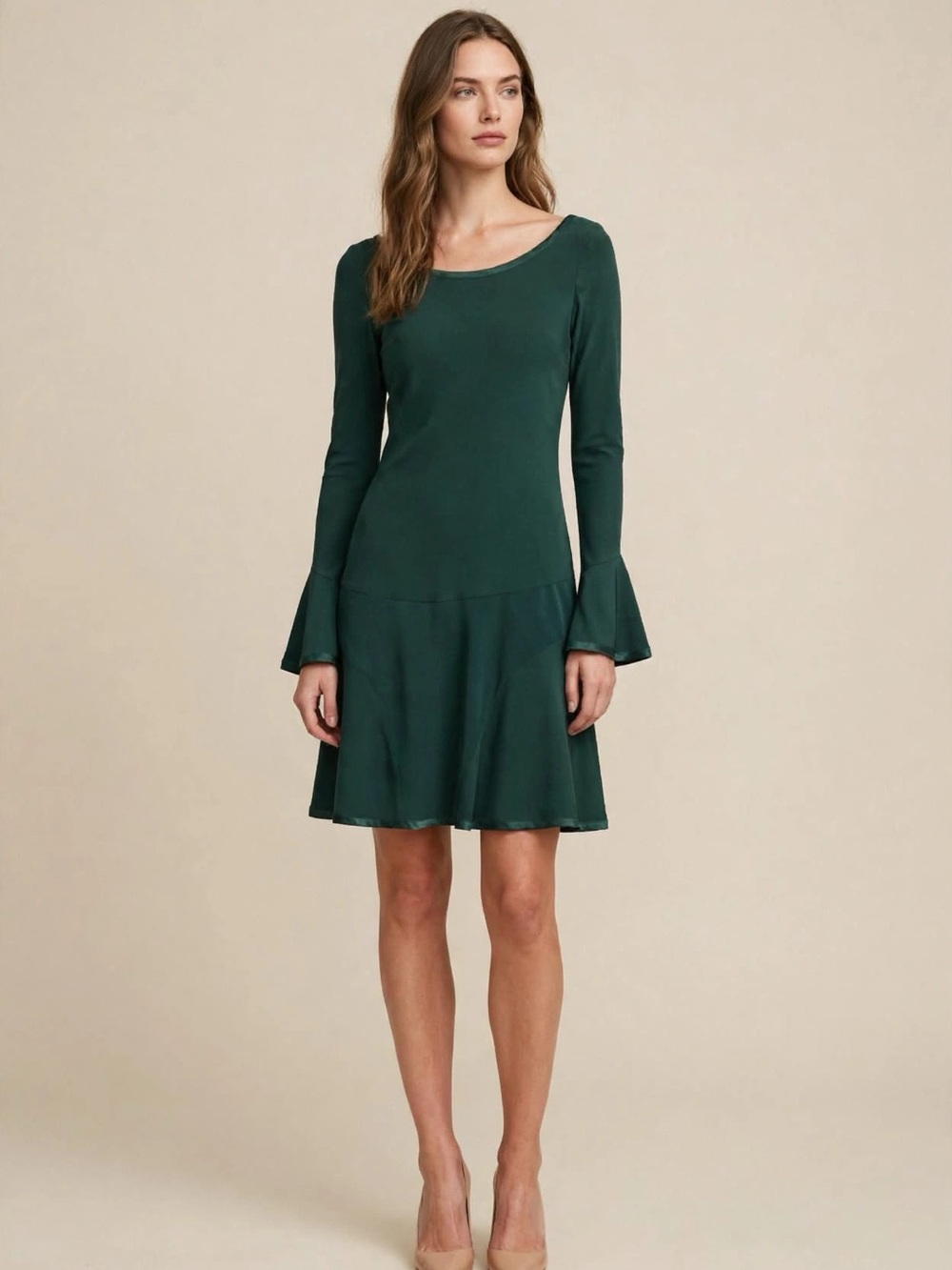 Dark Forest Green Flared Mini Dress